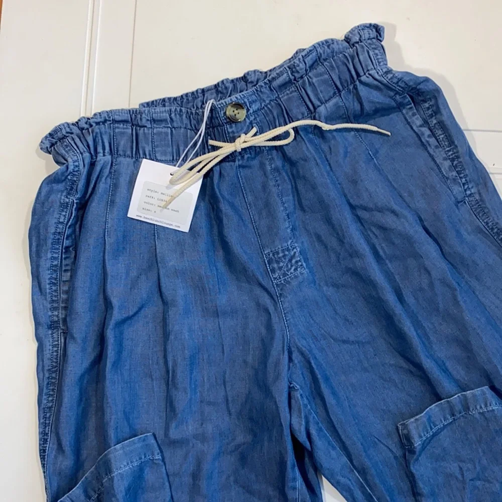 NWT Beach Lunch Lounge Mallie Paperbag Pants Chambray S - Picture 2 of 6
